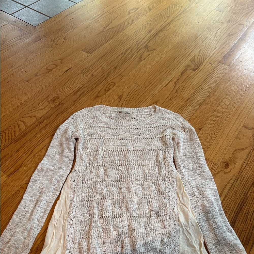 Lucky Brand Cream Crew Neck Sweater with Textured Knit